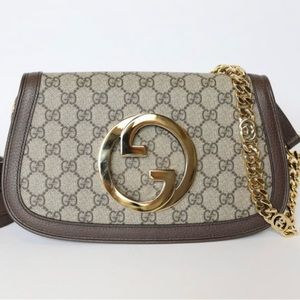 Gucci Blondie shoulder bag with two straps - chain & brown leather